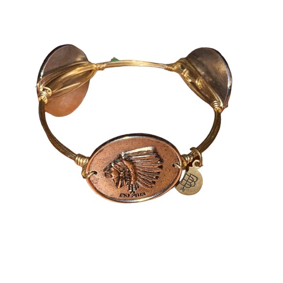 •BOURBON & BOWTIES•PEWTER & SILVER CHEIFT INDIAN EST.2013 BANGLE BRACELET EUC - Picture 1 of 9